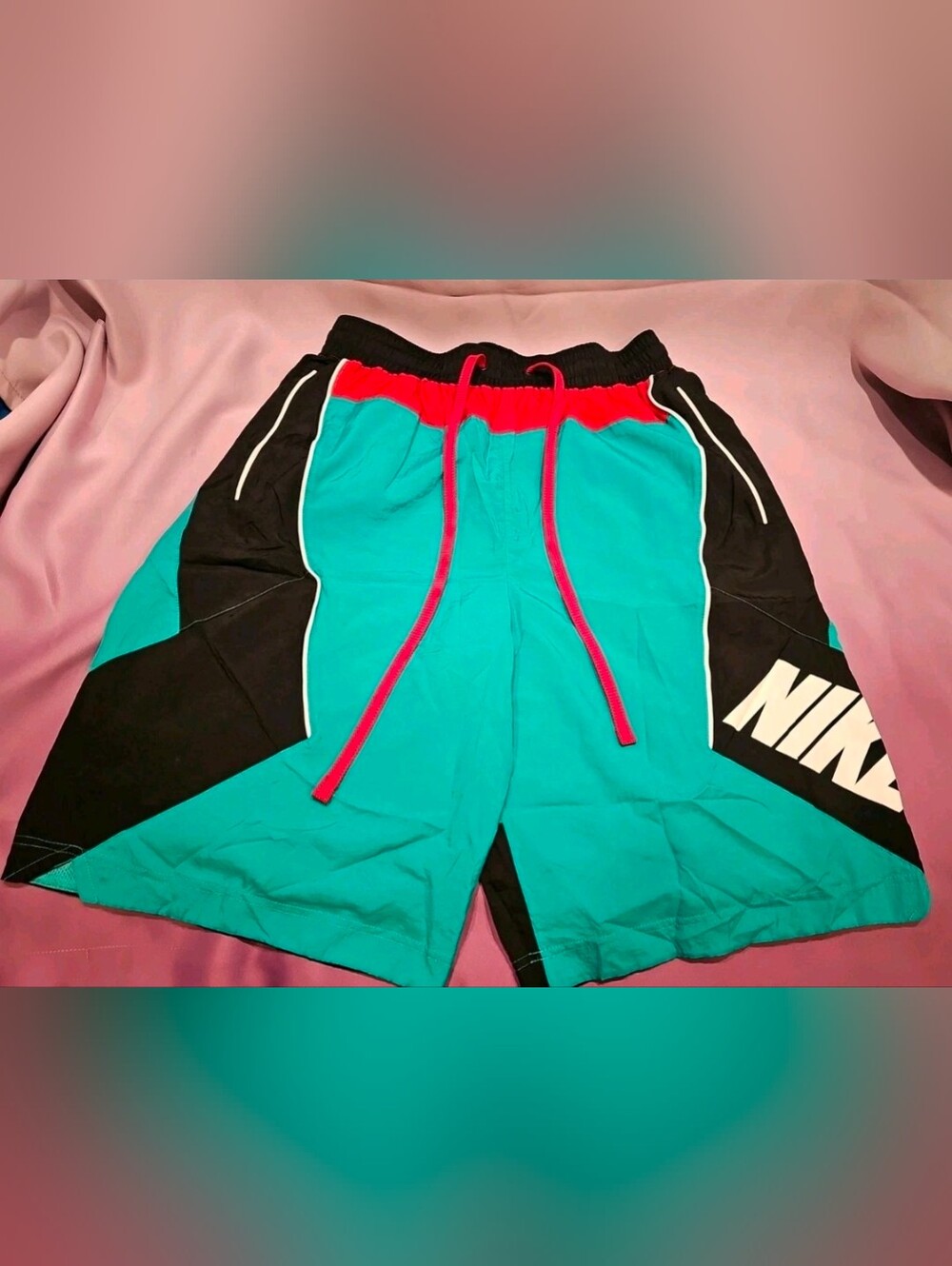 Nike Sportswear NSW Throwback Teal Red Basketball Shorts Size Large Tall LT